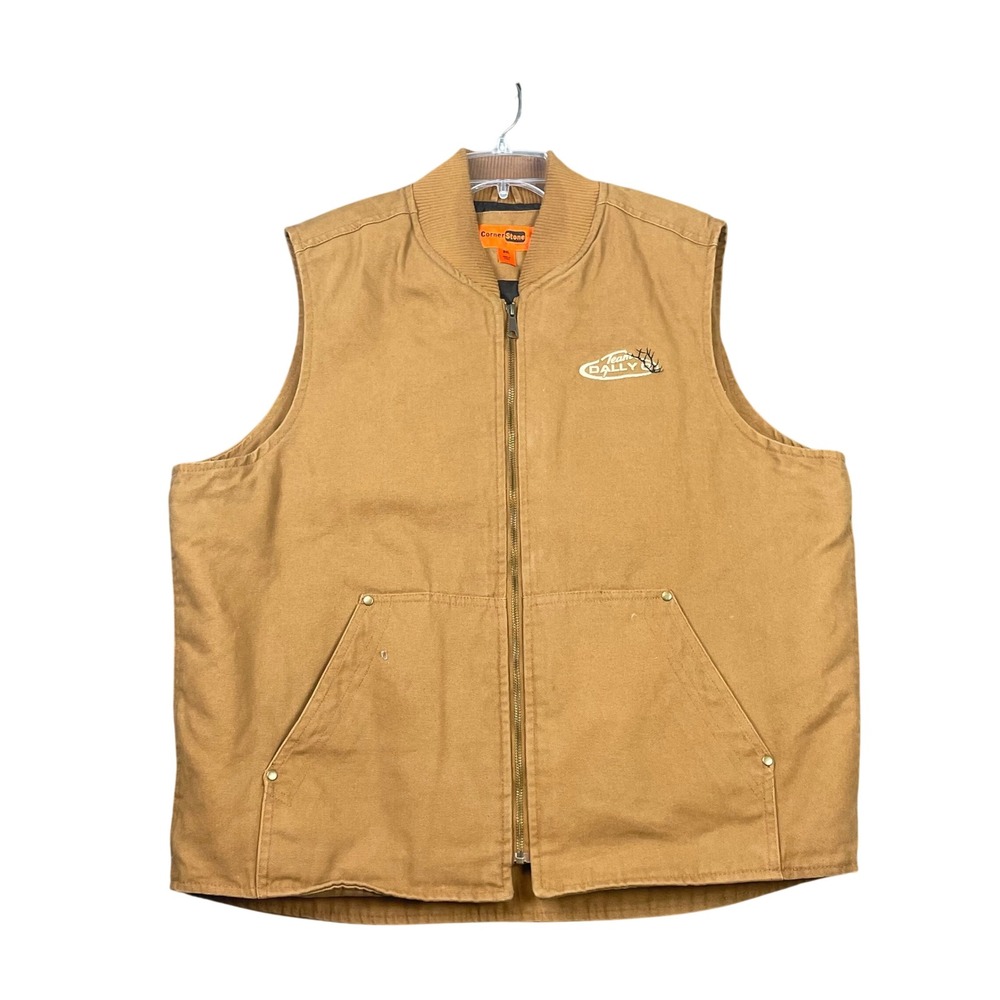 CornerStone Canvas Work Vest Mens 2XL Brown‎ Duck Cloth Team Dally Insulated Zip